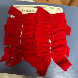 Holiday vintage Christmas Bows Red Velvet set of 12 small new with tags